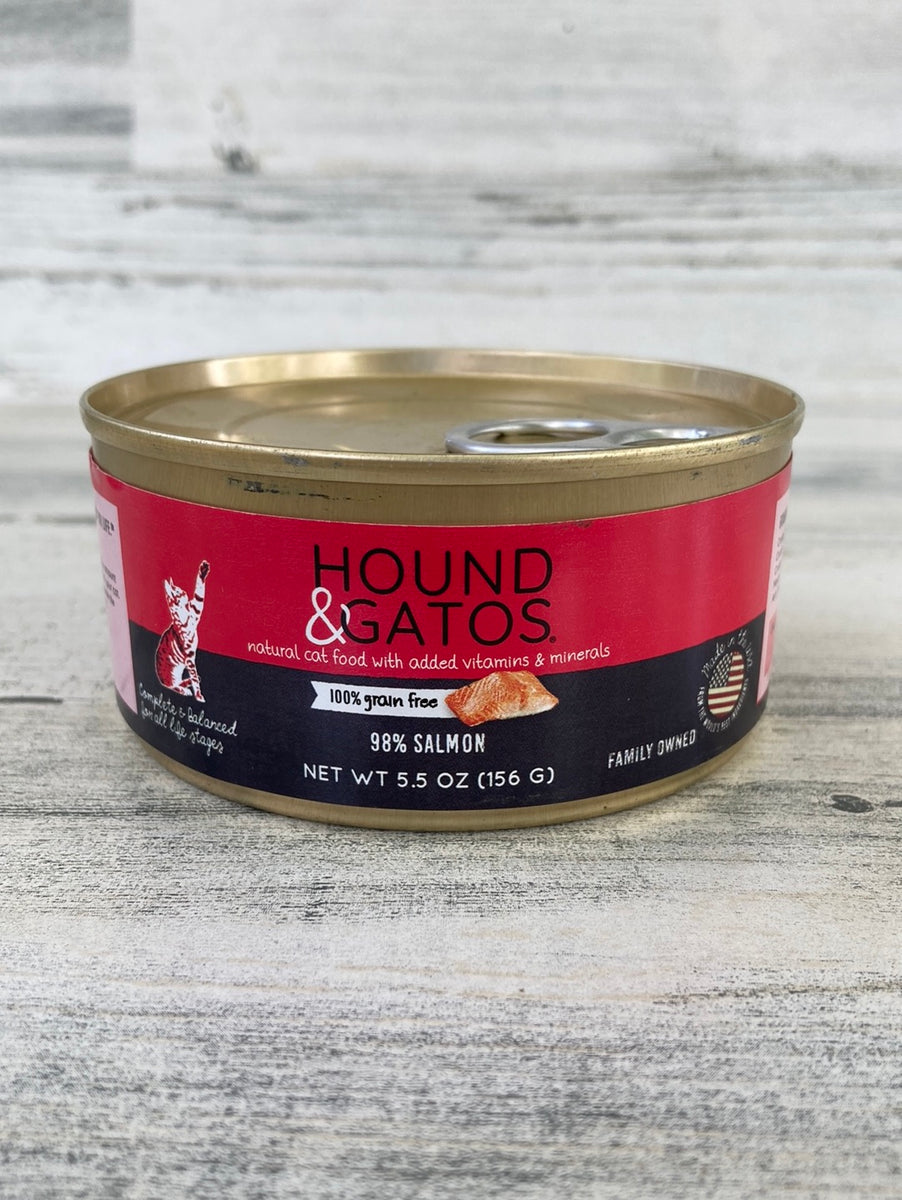 Hound Gatos Salmon Grain Free Can Cat Food 5.5oz Green Tails